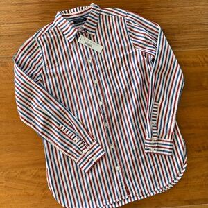 NWT J.Crew Classic Button Down Shirt - Striped Red White Blue - Petite 2